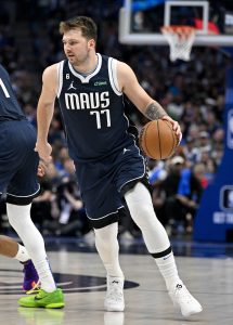 Mar 5, 2023; Dallas, Texas, USA; Dallas Mavericks guard Luka Doncic (77) in action during the game between the Dallas Mavericks and the Phoenix Suns at the American Airlines Center. Mandatory Credit: Jerome Miron-USA TODAY Sports