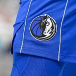 A view of the Dallas Mavericks logo during the game between the Dallas Mavericks and the Charlotte Hornets at the American Airlines Center.