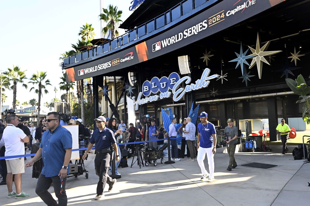 Los Angeles Dodgers and New York Yankees prior to gme 1 of the 2024 World Series.