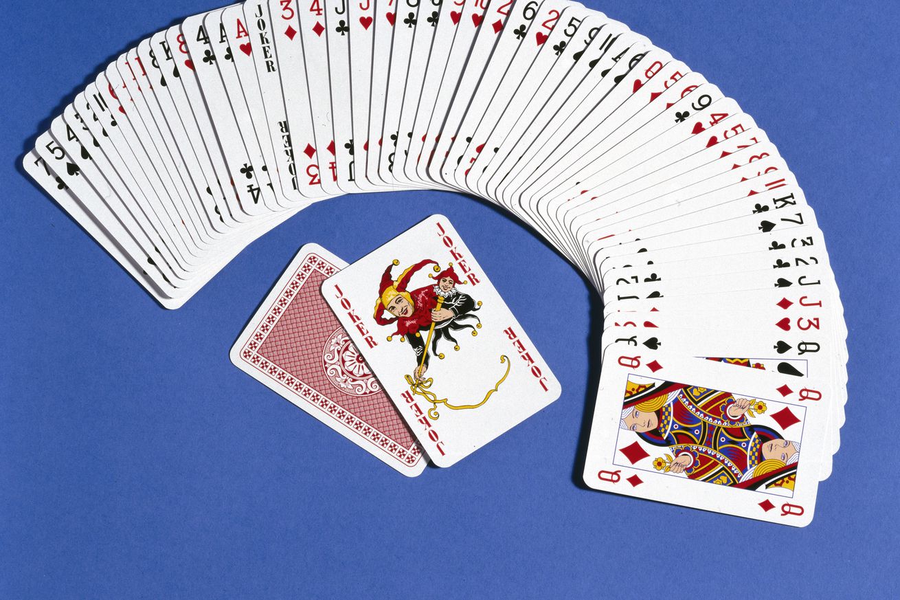 A pack of playing cards spread out, 2000.