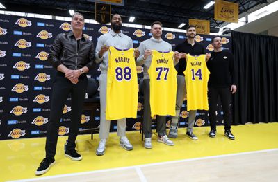 Los Angeles Lakers Introduce Luka Doncic, Maxi Kleber & Markieff Morris