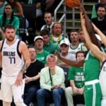 Jun 17, 2024; Boston, Massachusetts, USA; Dallas Mavericks guard Luka Doncic (77) looks on against the Boston Celtics in game five of the 2024 NBA Finals at TD Garden. Mandatory Credit: Peter Casey-USA TODAY Sports