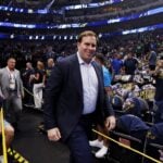 Jun 14, 2024; Dallas, Texas, USA; Dallas Mavericks owner Patrick Dumont walks onto the court before game four of the 2024 NBA Finals against the Boston Celtics at American Airlines Center. Mandatory Credit: Peter Casey-USA TODAY Sports